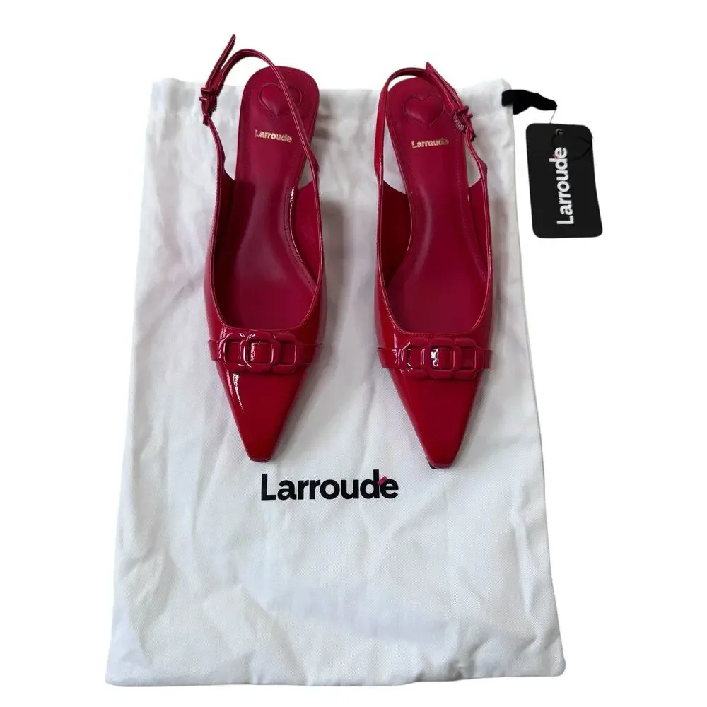 LARROUDE Franca Pumps in Patent Leather Scarlet Red Size 7 - Picture 7 of 8